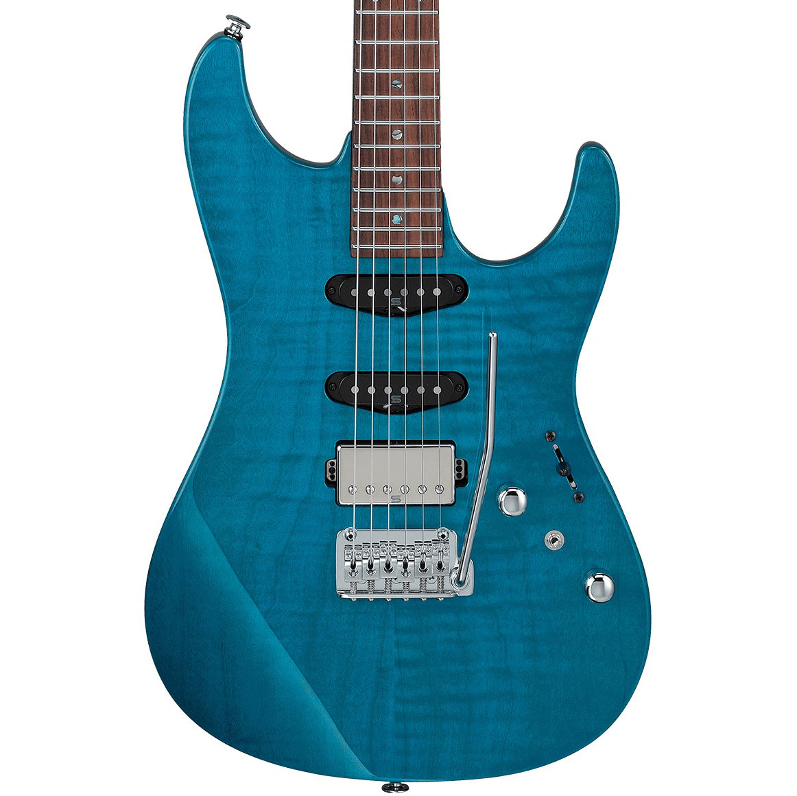 Ibanez MMN1TAB Martin Miller Signature Electric Guitar, Transparent Aqua  Blue