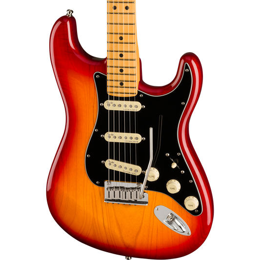 Fender American Ultra Luxe Stratocaster® Electric Guitar, Plasma Red Burst