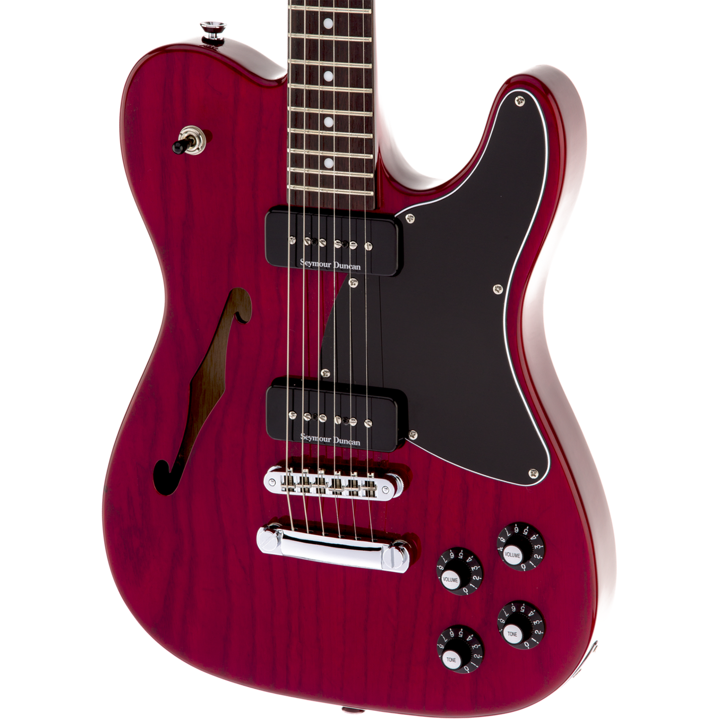 Fender Jim Adkins JA-90 Telecaster® Thinline Electric Guitar, Crimson Red Transparent