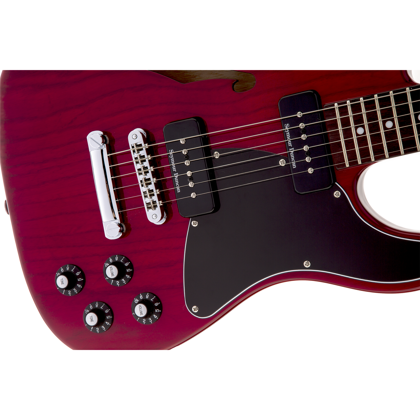 Fender Jim Adkins JA-90 Telecaster® Thinline Electric Guitar, Crimson Red Transparent