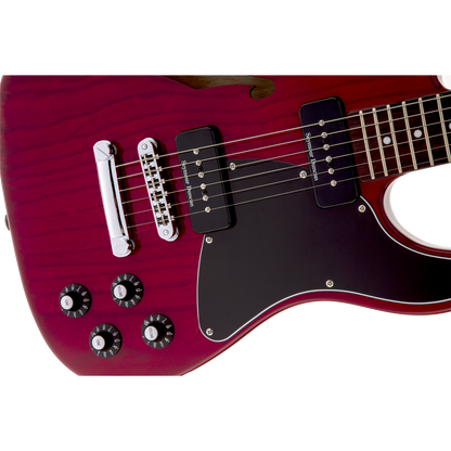 Fender Jim Adkins JA-90 Telecaster® Thinline Electric Guitar, Crimson Red Transparent