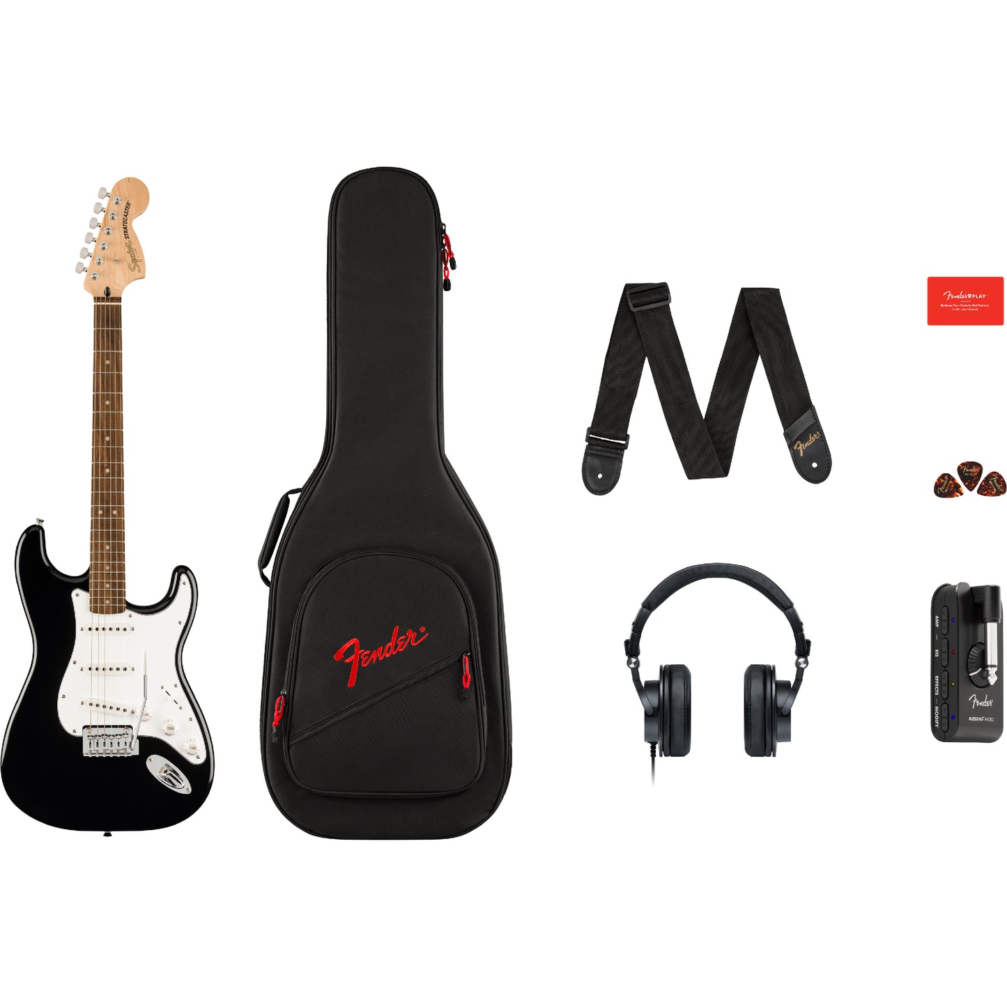 Squier Affinity Series Stratocaster Mustang  Micro Pack - Laurel Fingerboard, Black