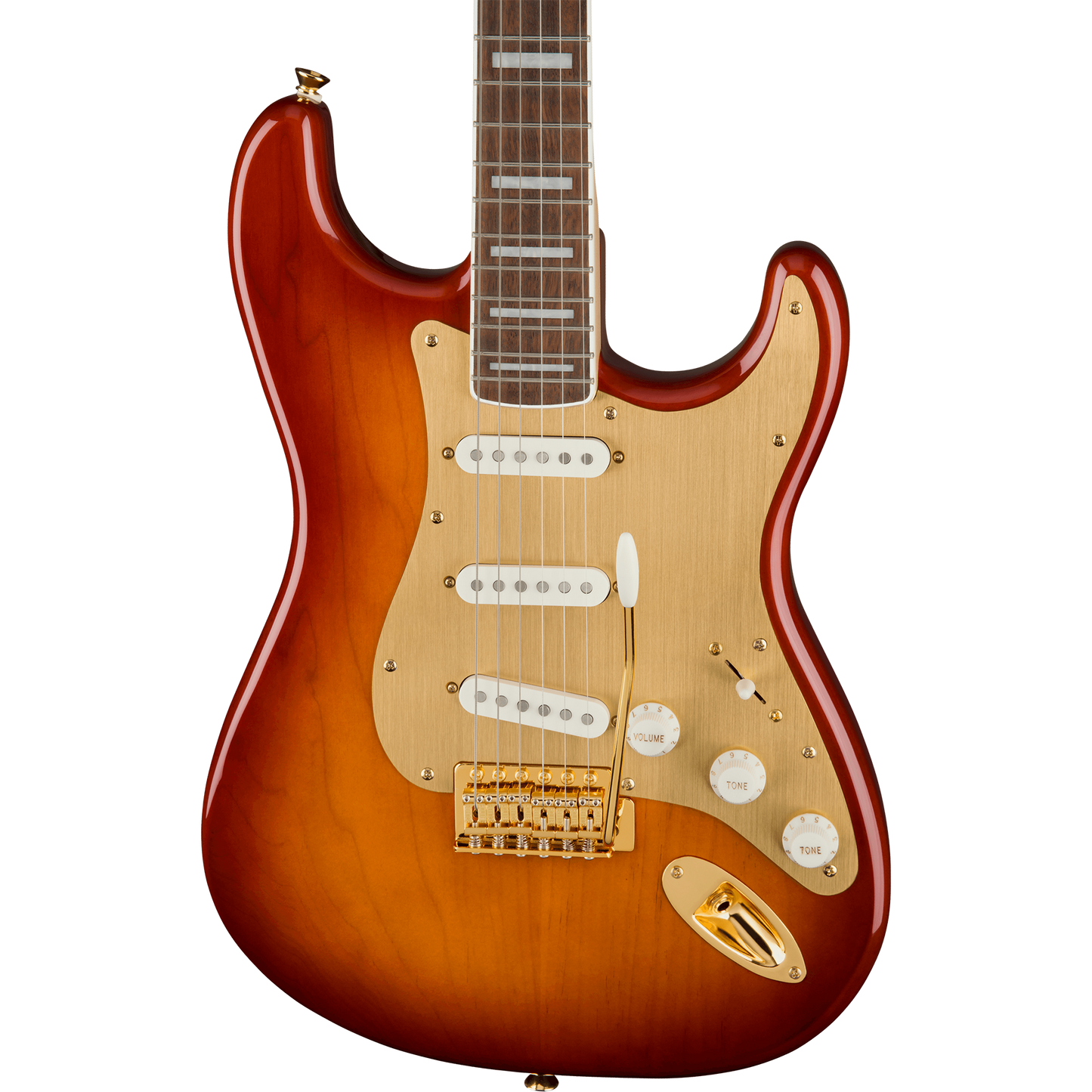 Squier 40th Anniversary Strat, Gold Edition, Laurel Fingerboard, Sienna Sunburst