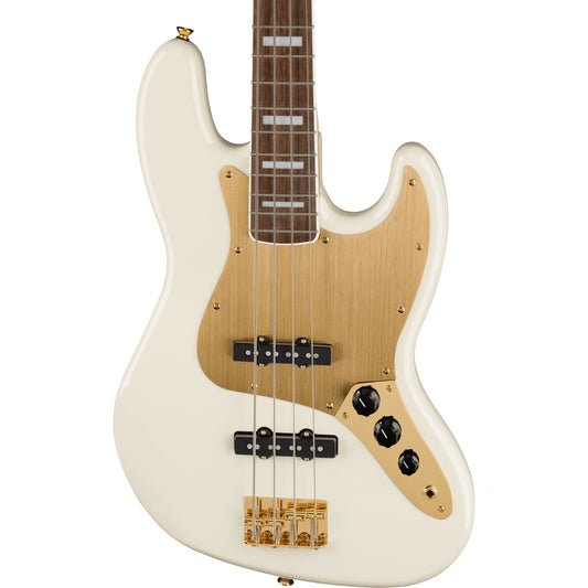 Squier 40th Anniversary Jazz Bass, Gold Edition, Olympic White