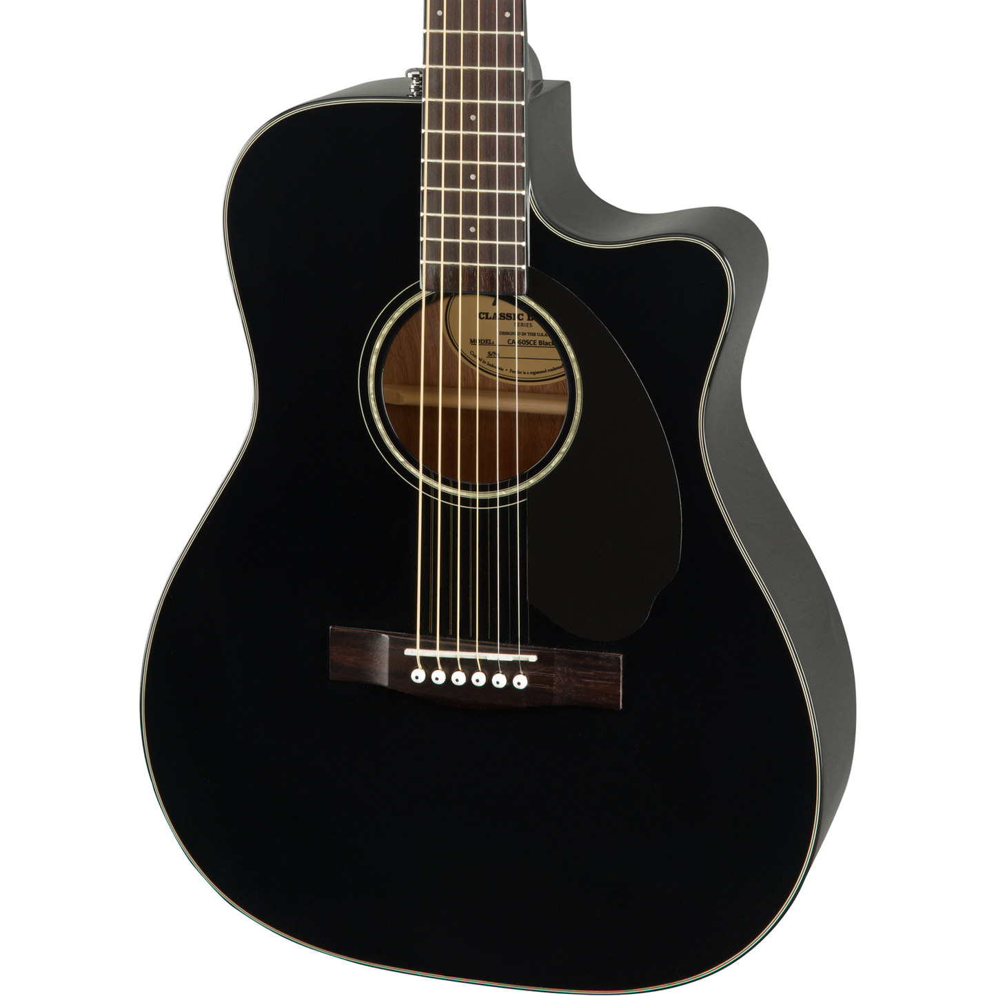 Fender CC-60SCE Concert Acoustic Electric Guitar - Walnut Fingerboard, Black