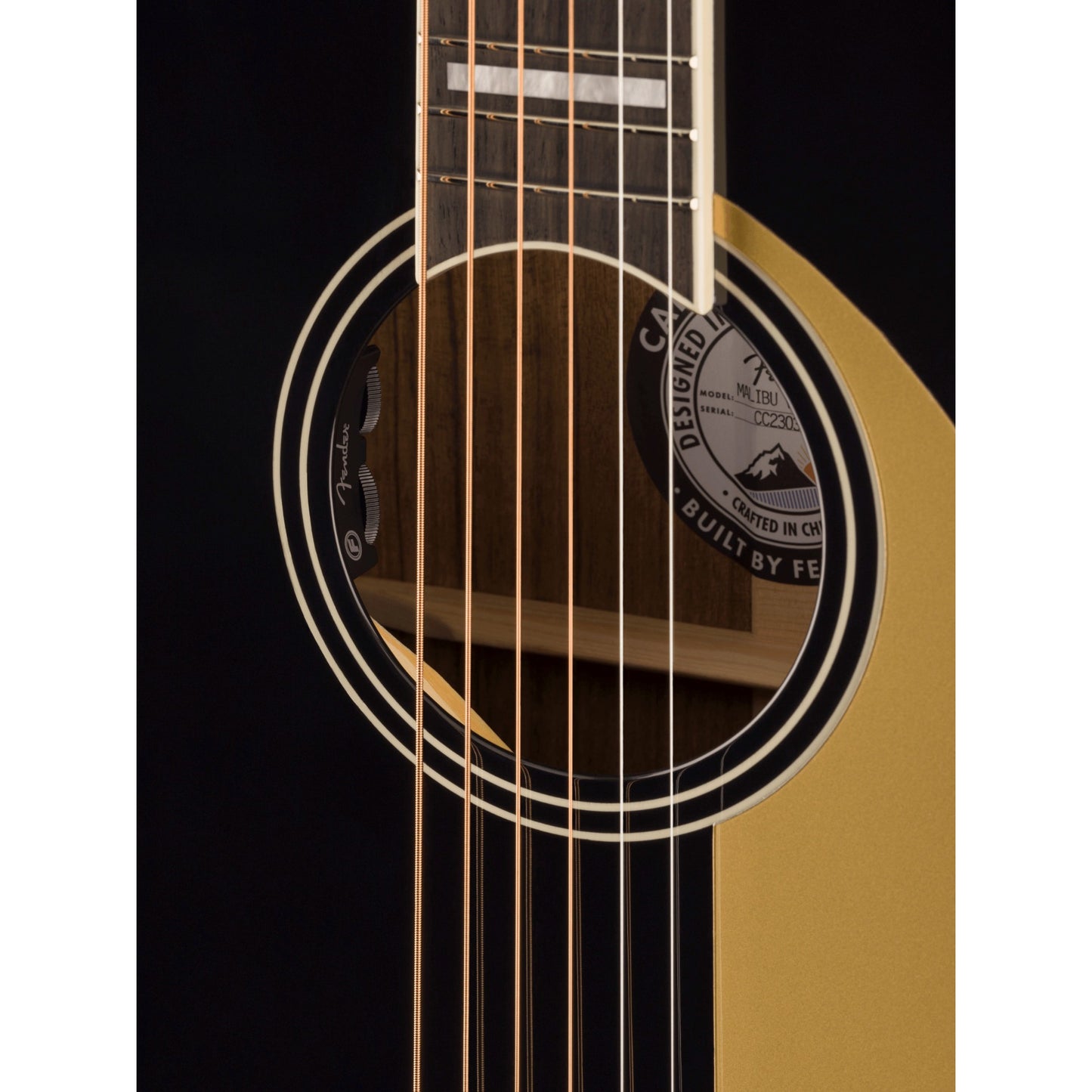 Fender Malibu Vintage Acoustic Electric Guitar - Black, Ovangkol Fingerboard