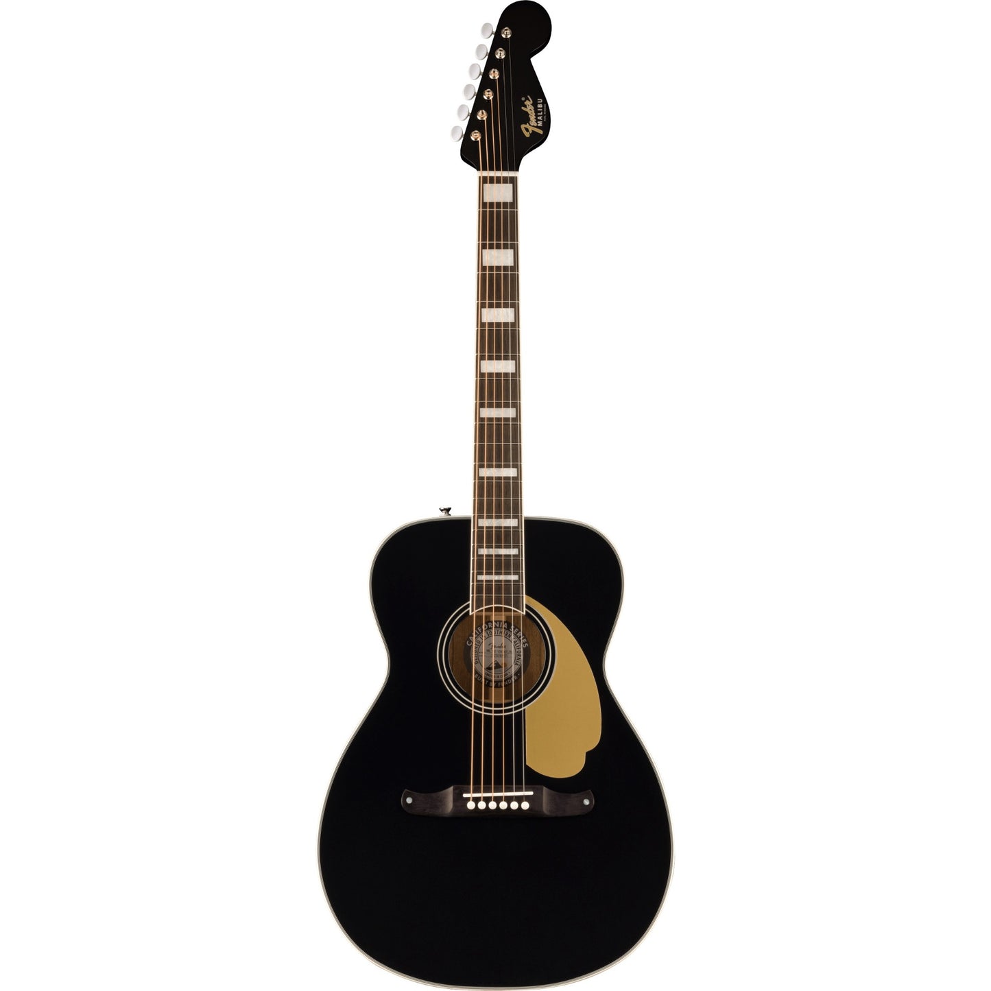 Fender Malibu Vintage Acoustic Electric Guitar - Black, Ovangkol Fingerboard