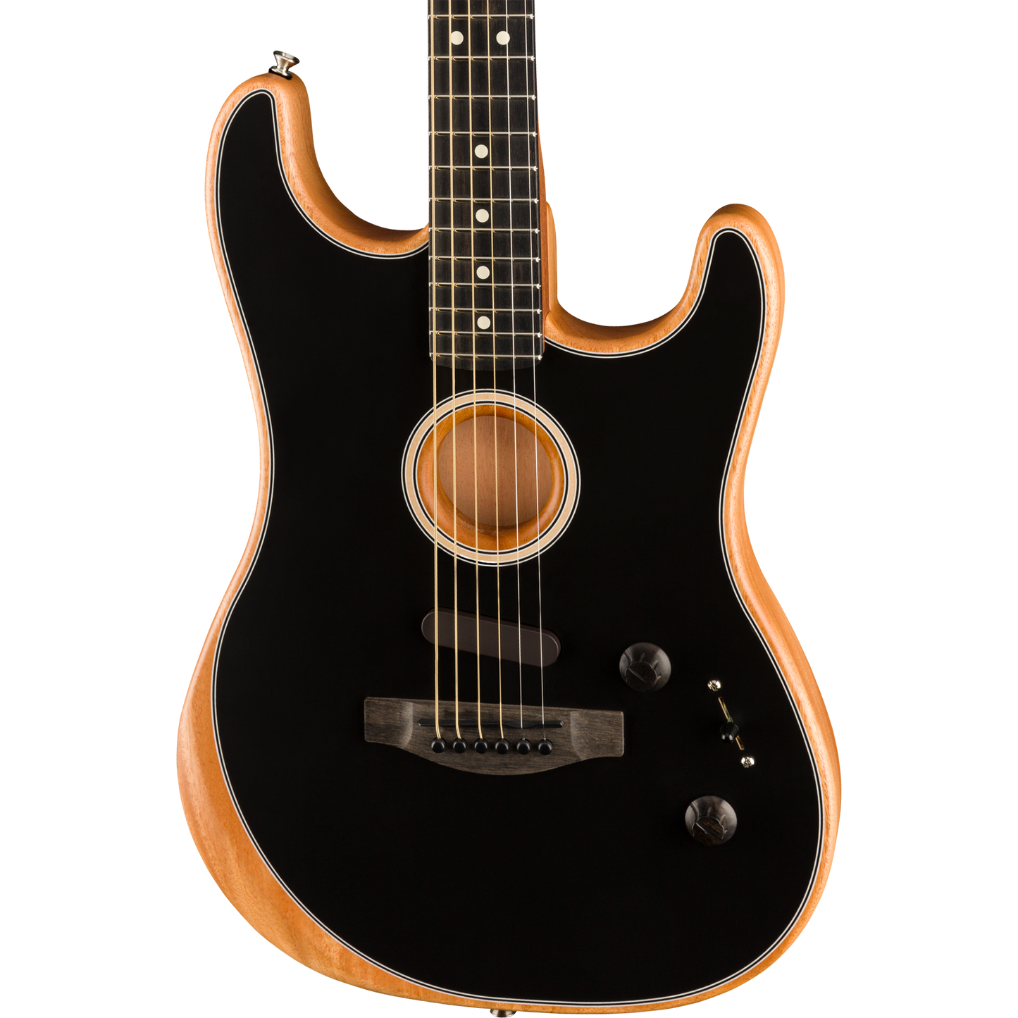 Fender Acoustasonic® Stratocaster® Acoustic/Electric Guitar, Black with Gig Bag