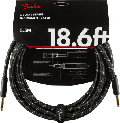 Fender Deluxe 18.6' Instrument Cable - Black Tweed