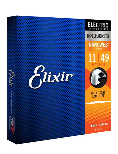 Elixir 12102 Medium 11-49 Nanoweb Nickel Plated Steel Electric Guitar Strings