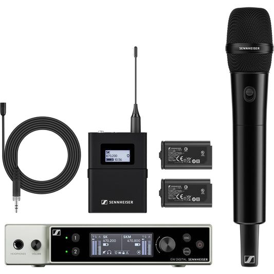 Sennheiser EW-DX MKE 2/835-S Combo Wireless Handheld and Lavalier Mic System - Q1-9