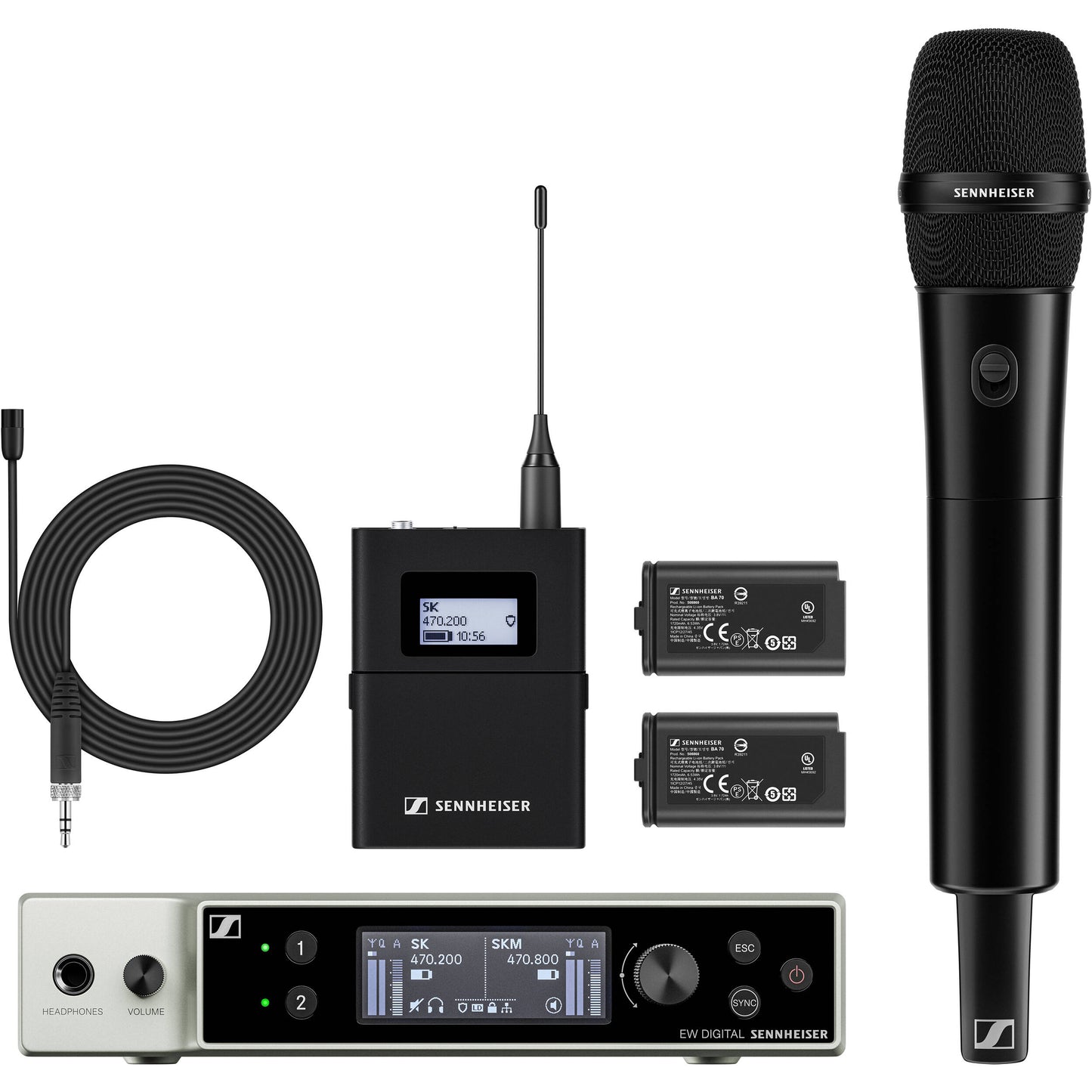 Sennheiser EW-DX MKE 2/835-S Combo Wireless Handheld and Lavalier Mic System - R1-9