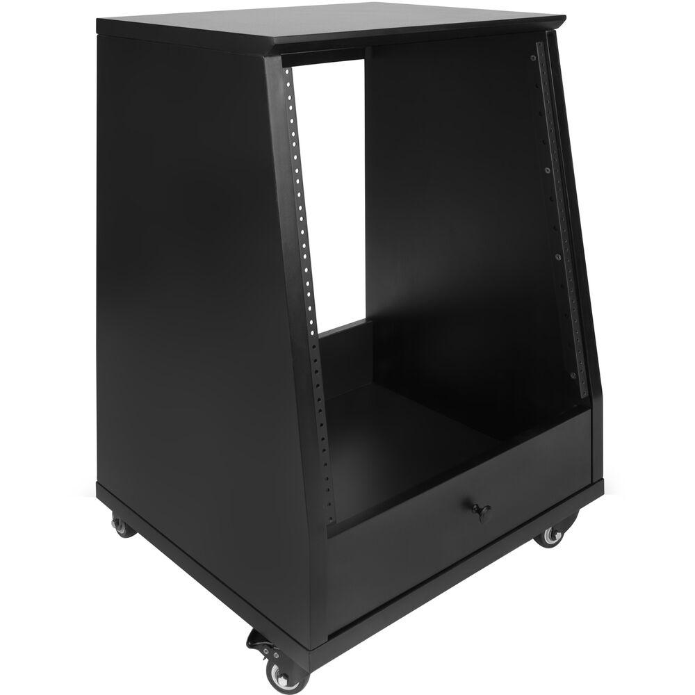 Gator Elite Furniture Series Angled Studio Rack with Locking Casters - 12 RU, Black