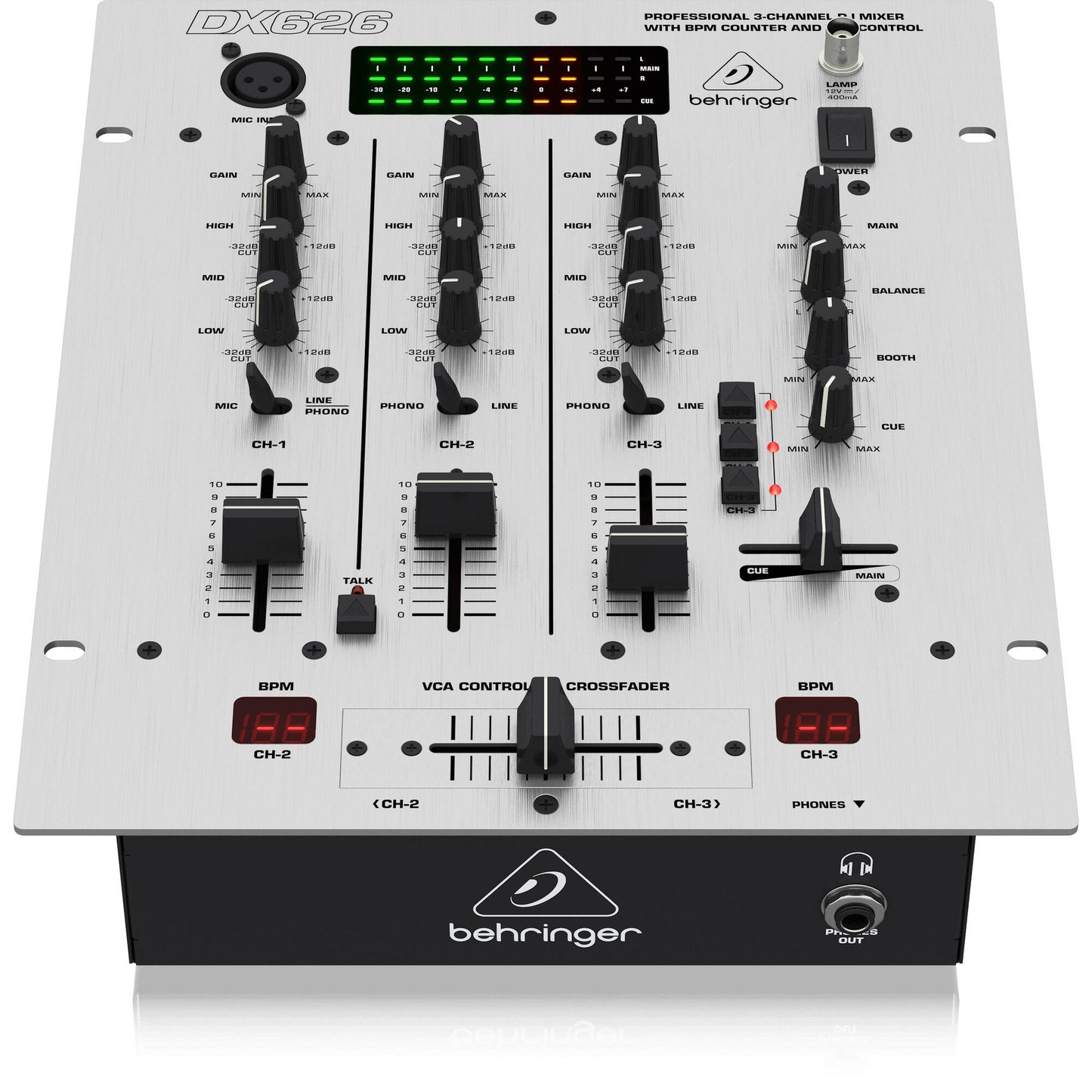 Behringer DX626 Professional 3-Channel DJ Mixer with BPM Counter and VCA Control