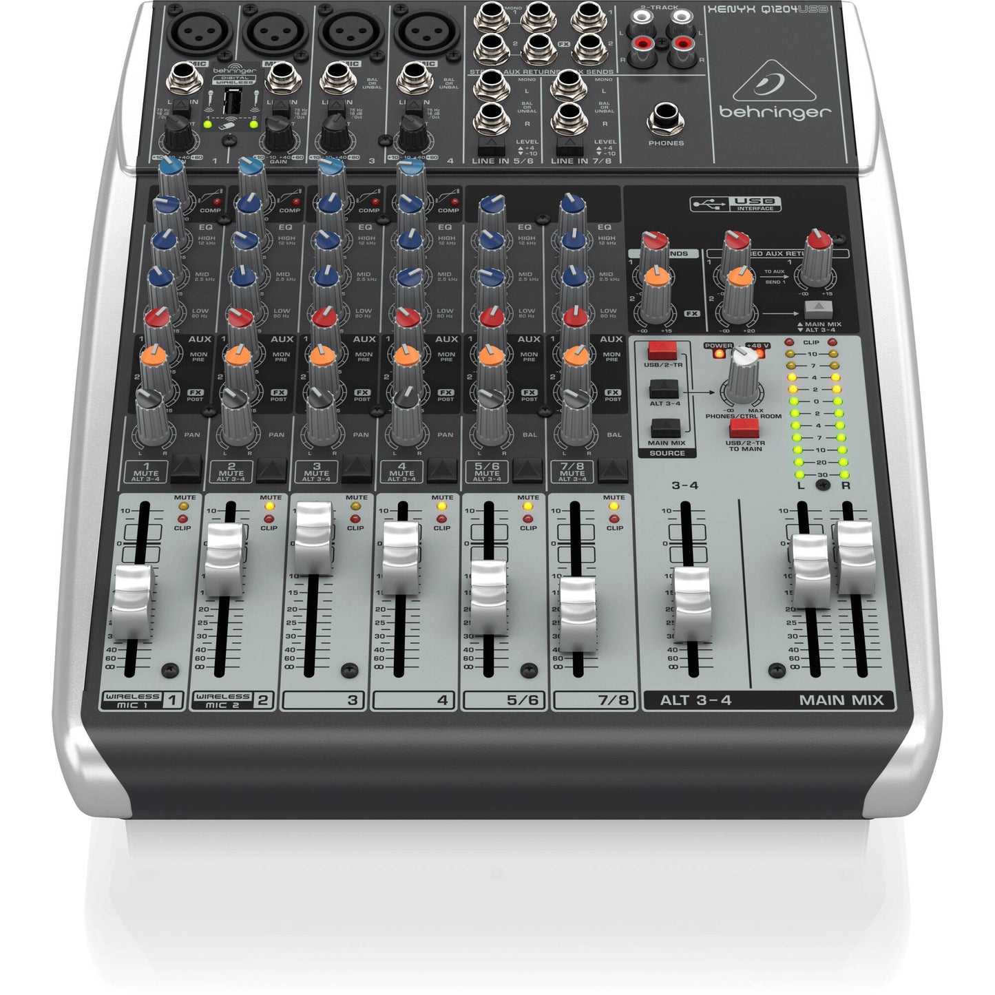 Behringer XENYX Q1204USB Analog Mixer with USB/Audio Interface - Wireless Ready