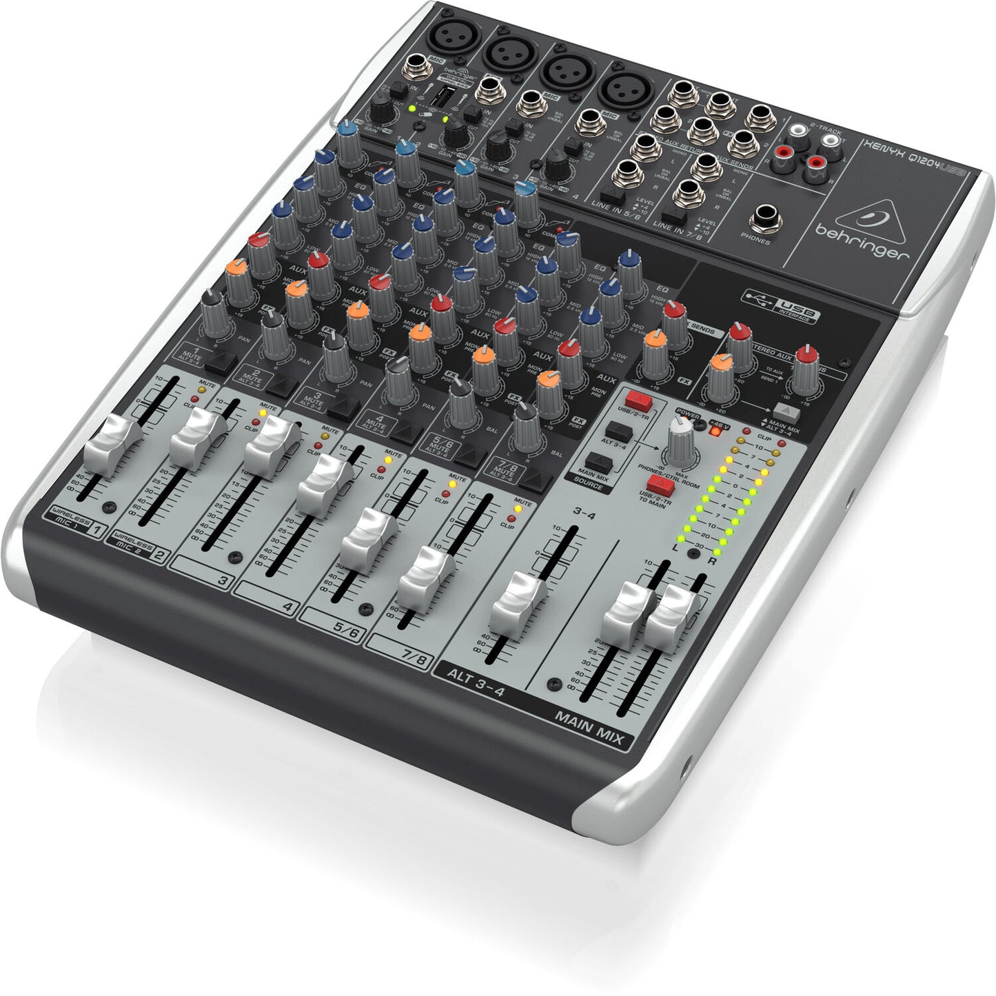 Behringer XENYX Q1204USB Analog Mixer with USB/Audio Interface - Wireless Ready