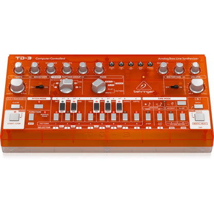 Behringer TD-3-TG Analog Bass Line Synthesizer with 16-Step Sequencer - Tangerine