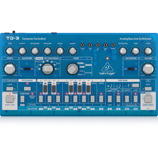 Behringer TD-3-BB Analog Bass Line Synthesizer with 16-Step Sequencer - Baby Blue