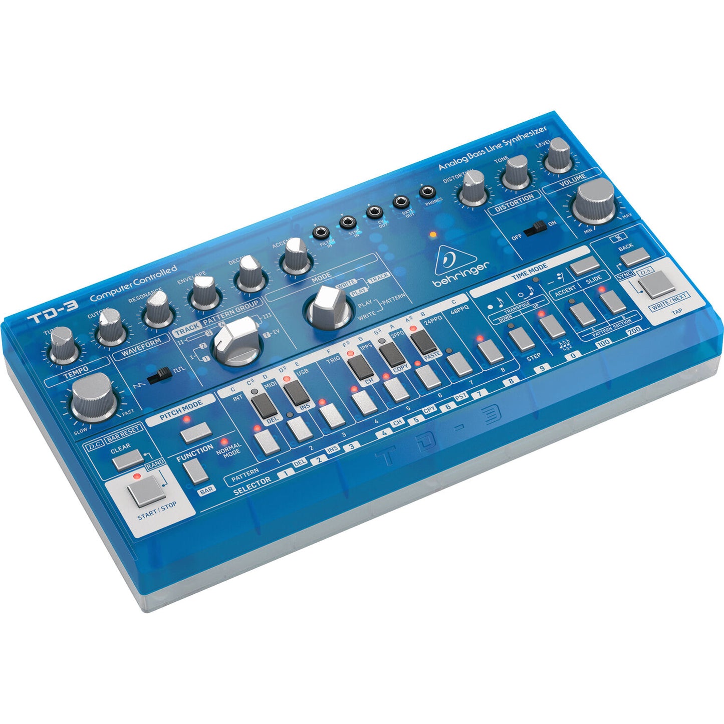 Behringer TD-3-BB Analog Bass Line Synthesizer with 16-Step Sequencer - Baby Blue