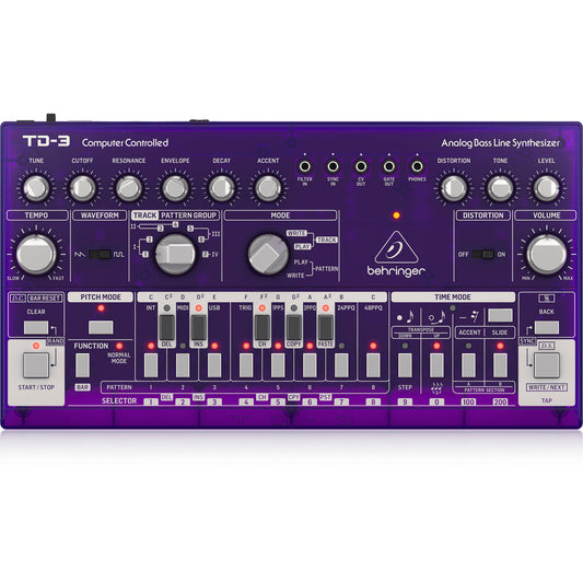 Behringer TD-3-GP Analog Bass Line Synthesizer with 16-Step Sequencer - Purple