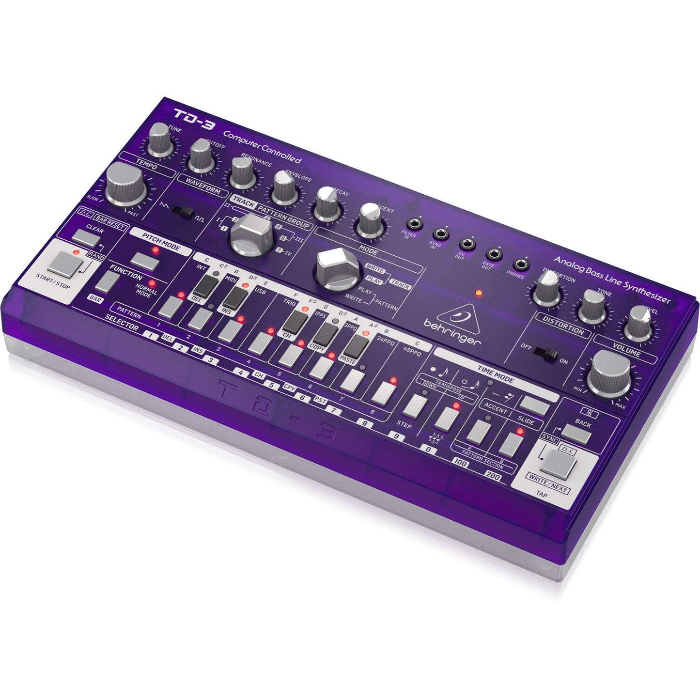 Behringer TD-3-GP Analog Bass Line Synthesizer with 16-Step Sequencer - Purple