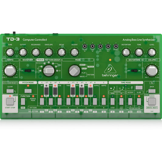 Behringer TD-3-LM Analog Bass Line Synthesizer with 16-Step Sequencer - Lime