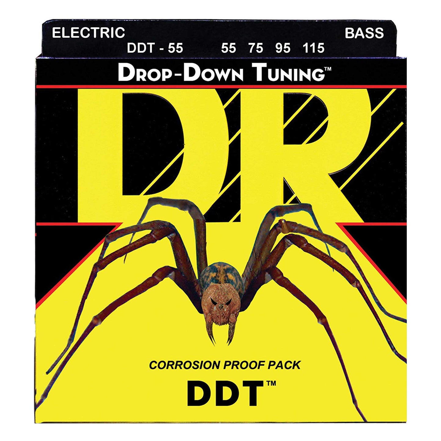 DR Strings DDT-55 Stainless Steel Bass Guitar Strings, Heavy