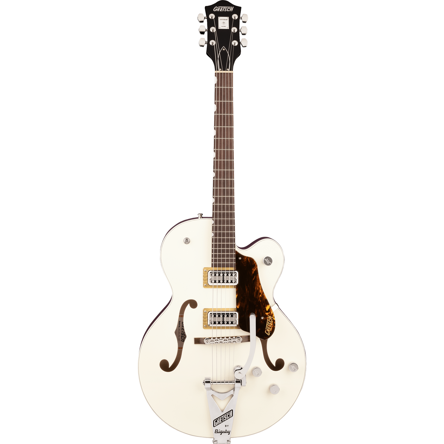 Gretsch G6118T Players Edition Anniversary™ Hollow Body Electric Guitar, Two-Tone Vintage White/Walnut Stain