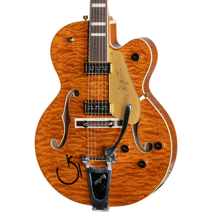 Gretsch G6120TGQM-56 Limited Edition Quilt Classic Chet Atkins® Hollow Body Electric Guitar w/ Bigsby®, Roundup Orange Stain Lacquer