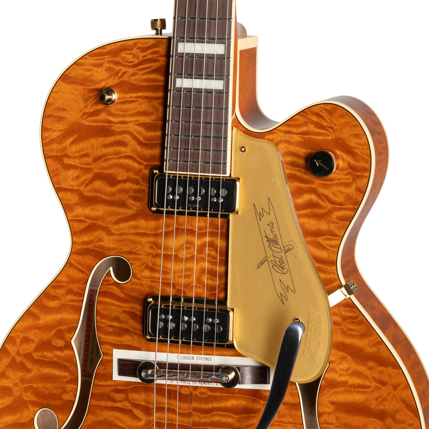 Gretsch G6120TGQM-56 Limited Edition Quilt Classic Chet Atkins® Hollow Body Electric Guitar w/ Bigsby®, Roundup Orange Stain Lacquer