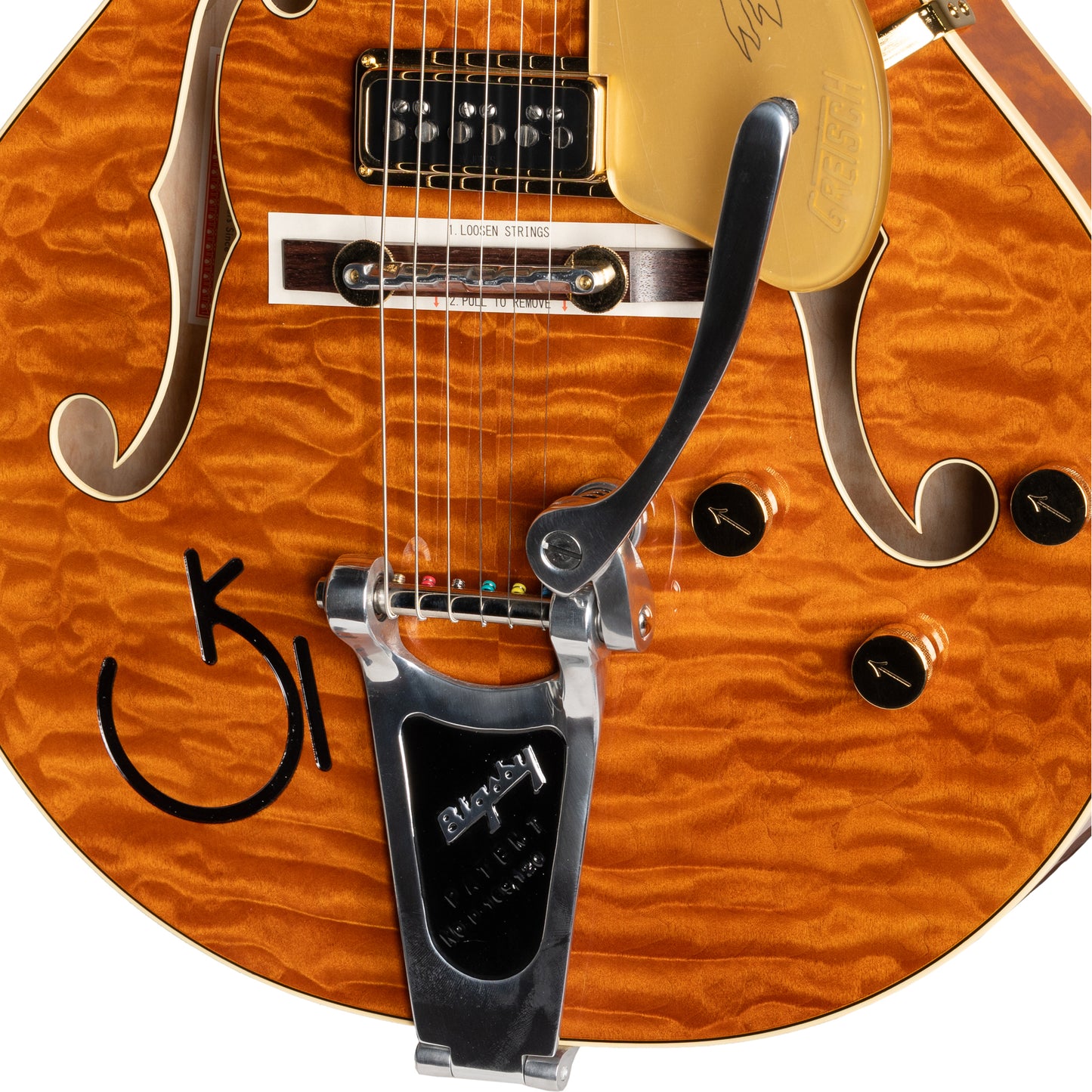 Gretsch G6120TGQM-56 Limited Edition Quilt Classic Chet Atkins® Hollow Body Electric Guitar w/ Bigsby®, Roundup Orange Stain Lacquer