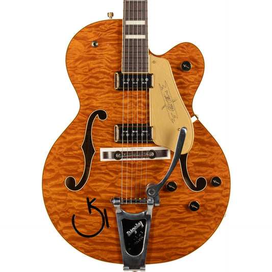 Gretsch G6120TGQM-56 Limited Edition Quilt Classic Chet Atkins® Hollow Body Electric Guitar w/ Bigsby®, Roundup Orange Stain Lacquer