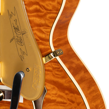 Gretsch G6120TGQM-56 Limited Edition Quilt Classic Chet Atkins® Hollow Body Electric Guitar w/ Bigsby®, Roundup Orange Stain Lacquer