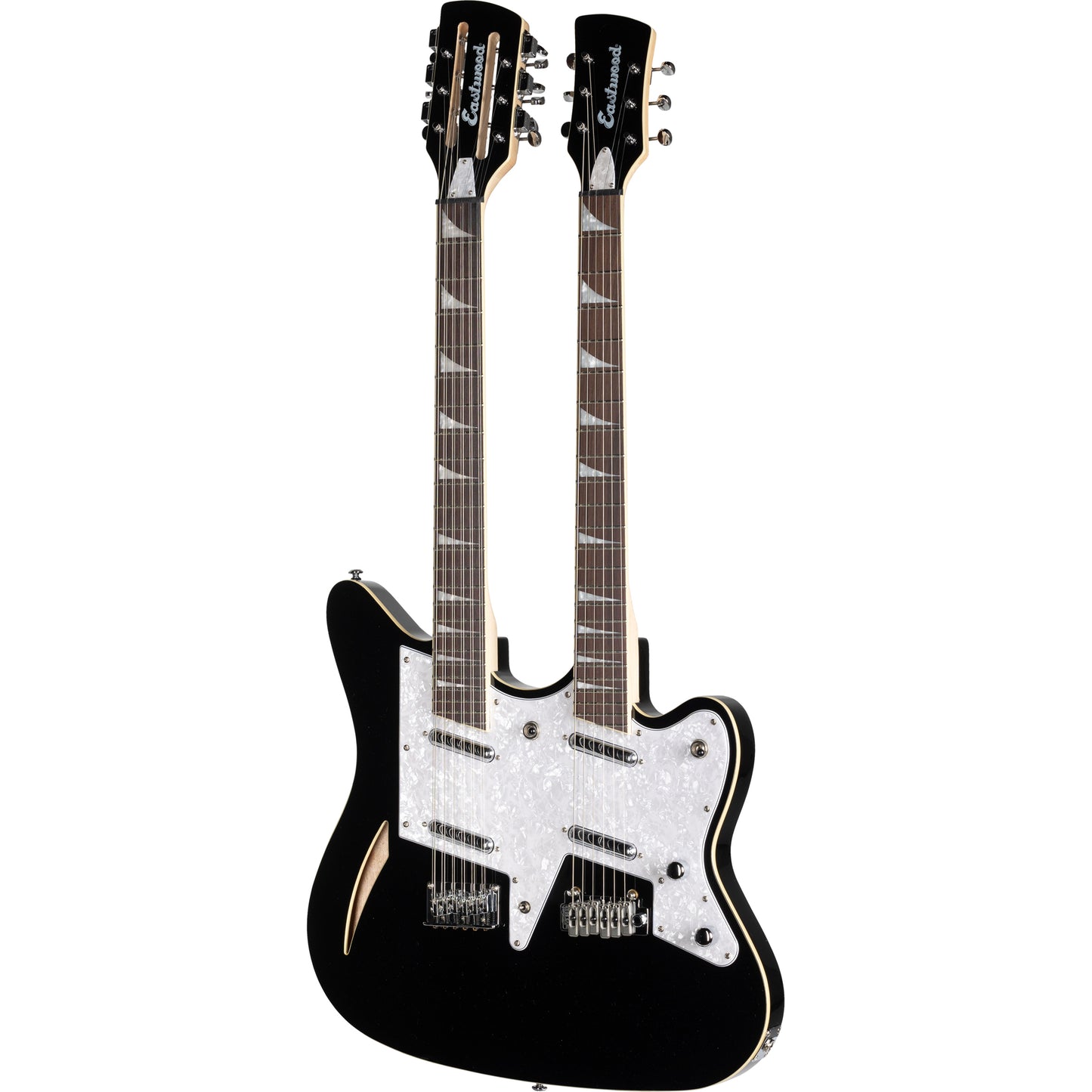 Eastwood Guitars Surfcaster 12/6 Double Neck Electric Guitar - Black