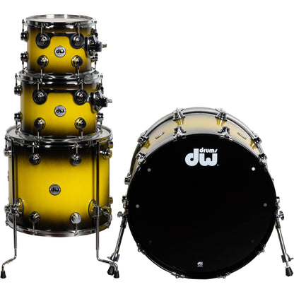 Drum Workshop Collectors Series 4-Piece Shell Kit - Yellow to Black Gloss