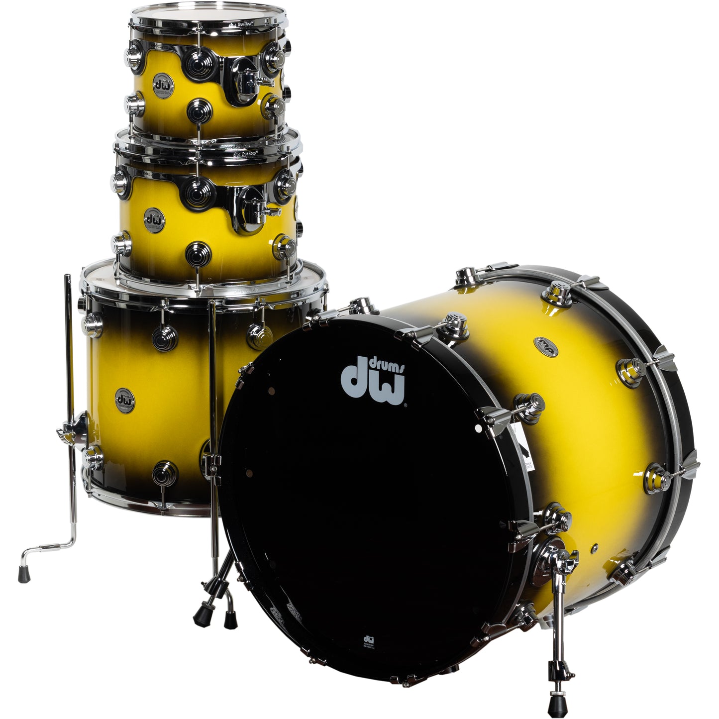 Drum Workshop Collectors Series 4-Piece Shell Kit - Yellow to Black Gloss