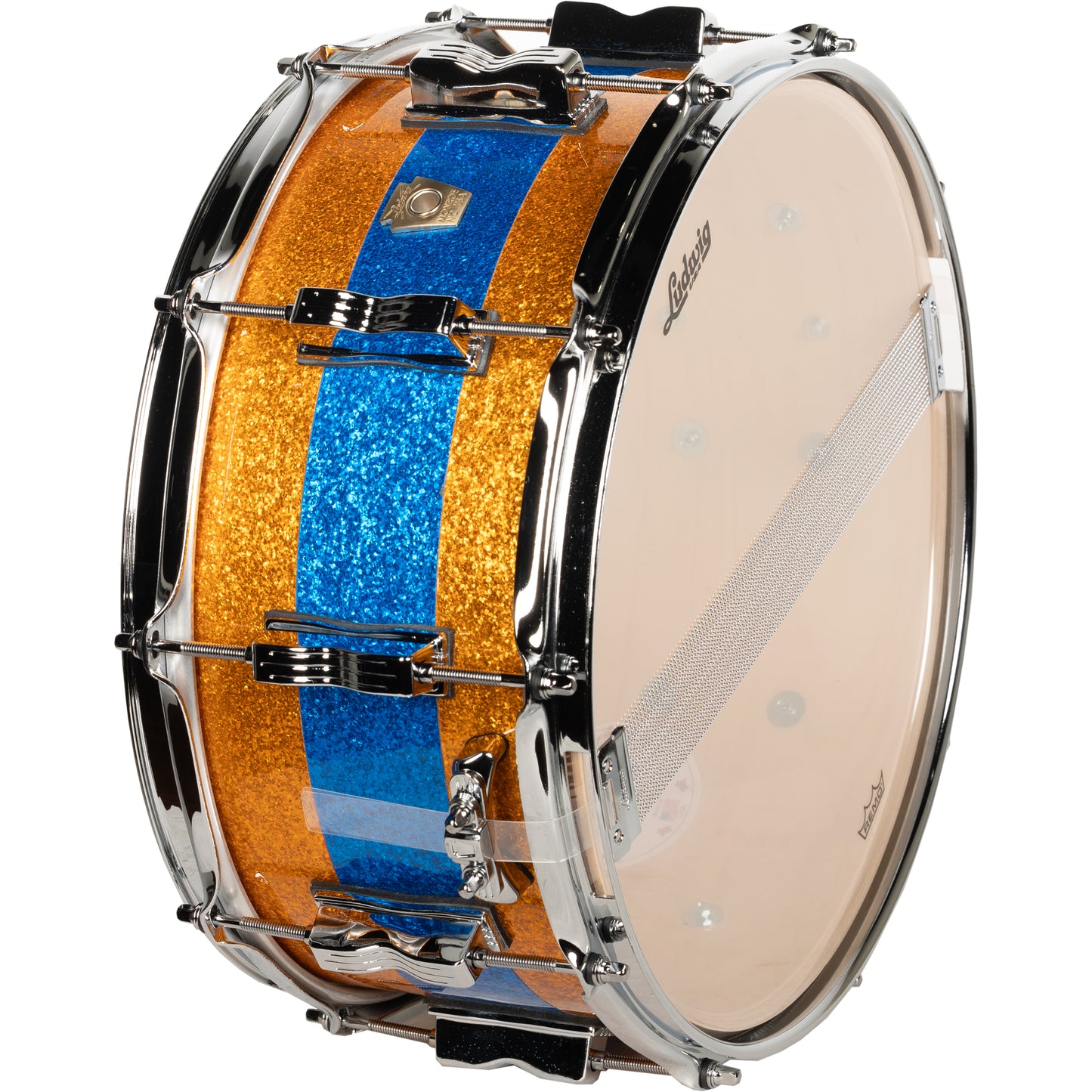 Ludwig Classic Maple Limited Edition 6.5x14 Snare Drum - Gold Blue Gold Sparkle