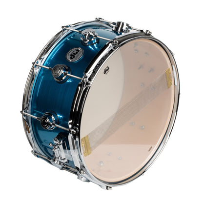 DW Collectors Series 6.5x14 Snare Drum - Blue Anodized Stainless Steel Lacquer