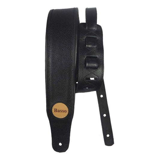 Basso Straps CLA-10 Black Leather Top - Garment - Foam Padding Guitar Strap