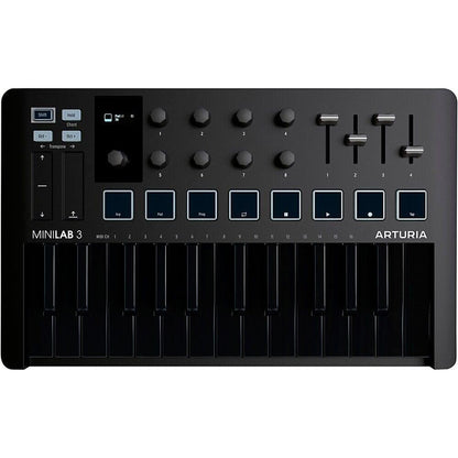 Arturia MiniLab 3 Compact MIDI Keyboard and Pad Controller - Deep Black