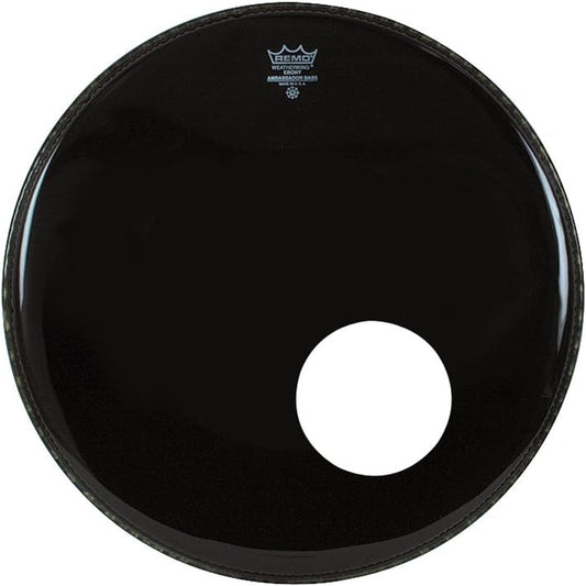 Remo ES102200DM 22" Ebony Ambassador Reso Head with Offset Hole