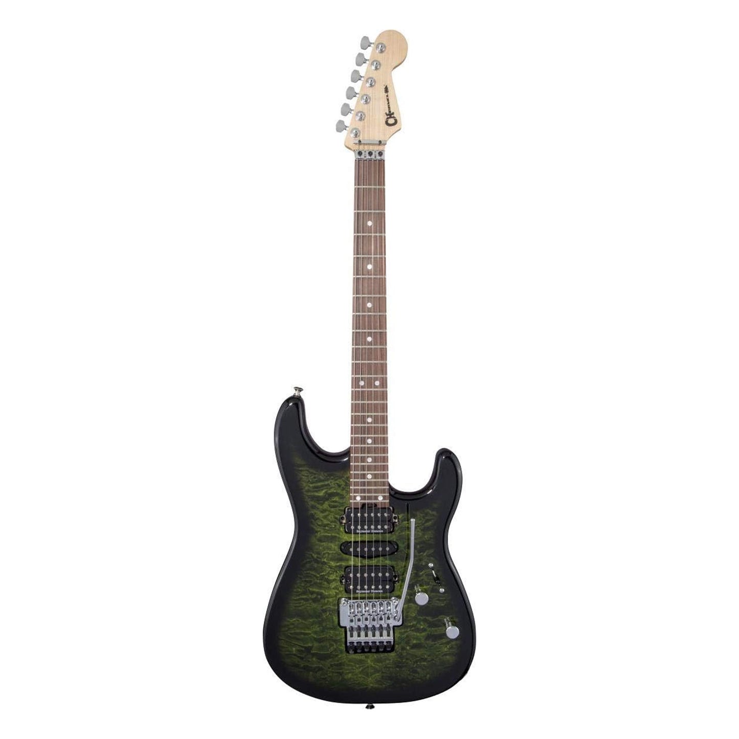 Charvel MJ San Dimas Style 1 HSH FR PF QM Guitar - Transparent Green Burst