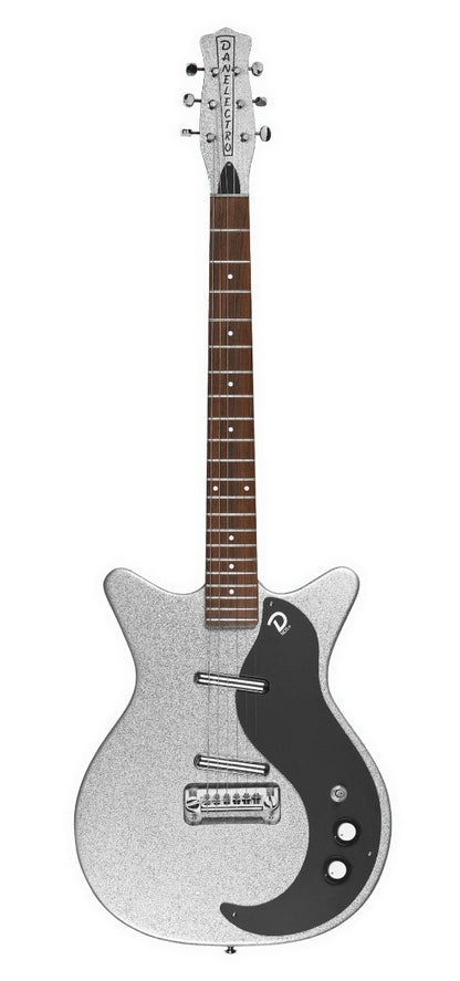 Danelectro D59M Plus Metalflake 60th Anniversary Electric Guitar in Silver