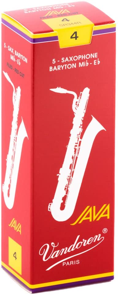 Vandoren SR344R Bari Sax JAVA Red Reeds Strength 4; Box of 5