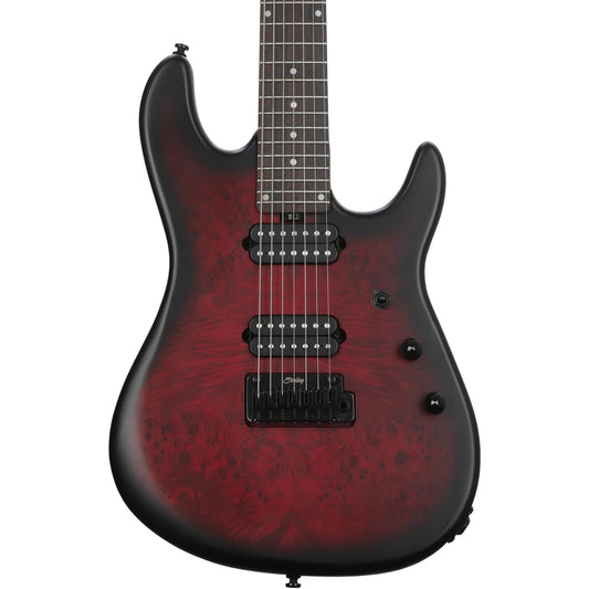 Sterling By Music Man 7-string Jason Richardson Signature Electric Guitar - Dark Scarlet Burst Satin