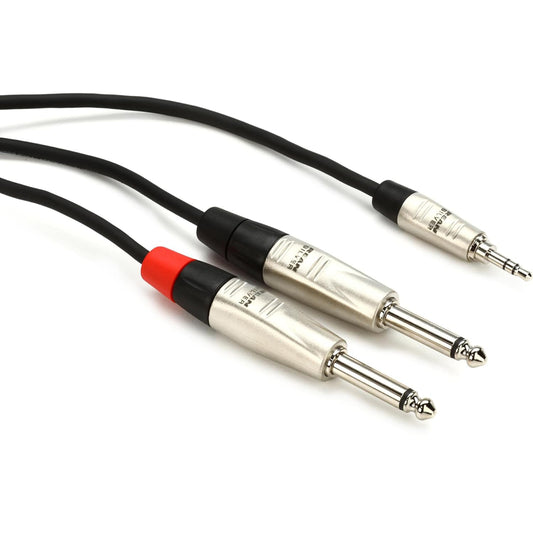 Hosa HMP-003Y Pro Y Cable 3.5mm TRS to 1/4"" TS 3ft