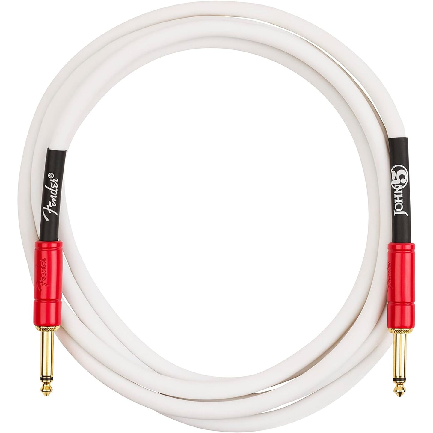 Fender John 5 Instrument Cable, White and Red, 10'