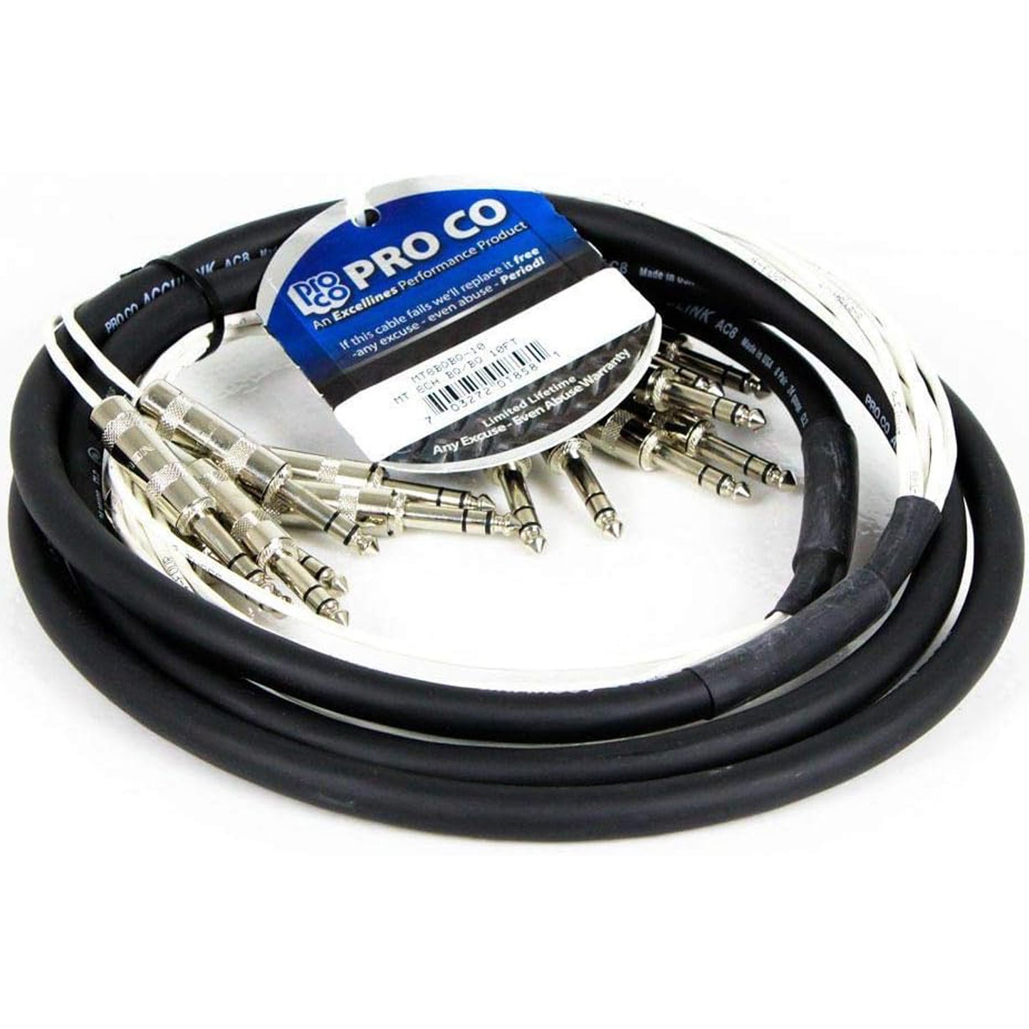 Pro Co MT8BQBQ-10 8ch TRS - TRS Snake - 10'