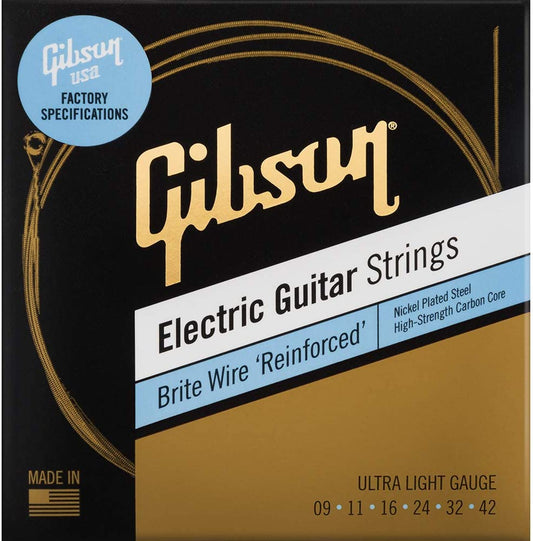 Gibson SEG-BWR9 Brite Wire ‘Reinforced’ Electric Guitar Strings Ultra Light