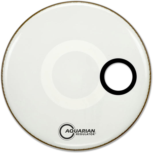 Aquarian RSM18WH 18" Drum Head, Regulator Off-Set Hole - Gloss White